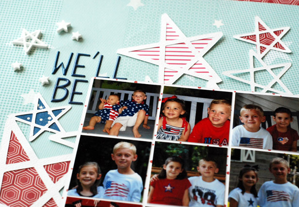 weekly challenge: go overboard with stars // scrapbook page by Sherry Coogan
