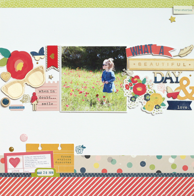 horizontal page composition // scrapbook page by Meghann Andrew