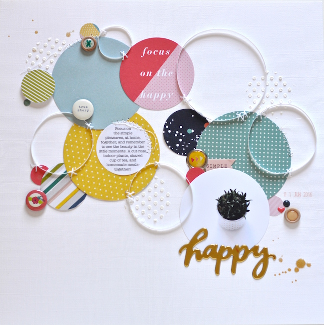 circles in scrapbook page design // scrapbook page by Leigh Ann Odynski