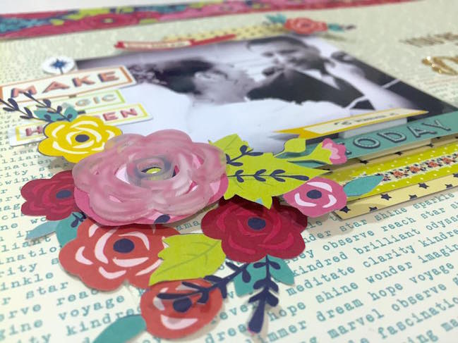 weekly challenge: use floral motifs // scrapbook page by Diana Rivera Torres