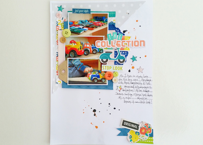 weekly challenge: use lots and lots of layers // scrapbook page by Laura Payne