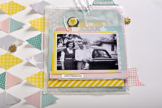 a page with lots of layers and vehicles // scrapbook page by Leigh Ann Odynski