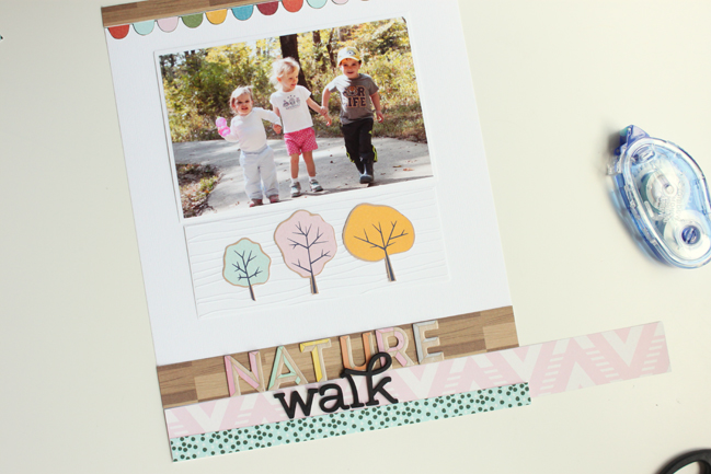 Scrapbook a nature walk with Go Now Go // scrapbook page by Meghann Andrew