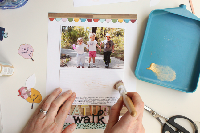 Scrapbook a nature walk with Go Now Go // scrapbook page by Meghann Andrew
