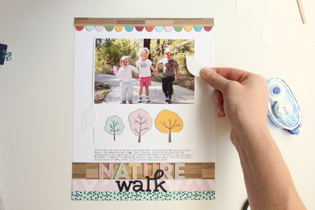 Scrapbook a nature walk with Go Now Go // scrapbook page by Meghann Andrew