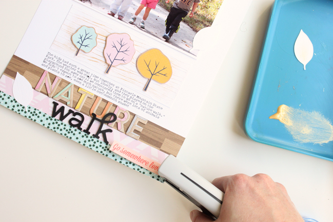 Scrapbook a nature walk with Go Now Go // scrapbook page by Meghann Andrew