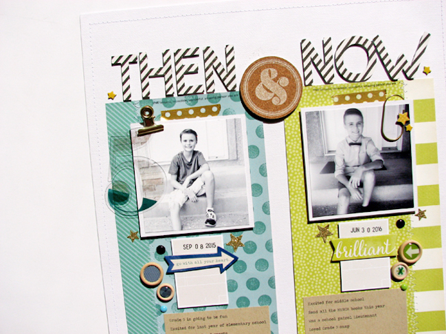 Scrapbooking Back to School with comparison photos // scrapbook page by Nicole Nowosad