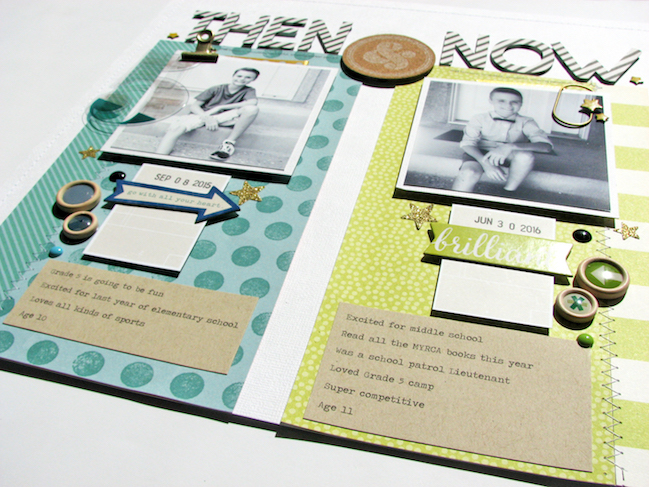 Scrapbooking Back to School with comparison photos // scrapbook page by Nicole Nowosad