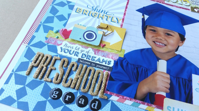 Back to School scrapbook ideas // scrapbook page by Jane Ratanapol