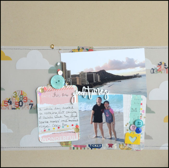 weekly challenge: use lots and lots of layers // scrapbook page by May Flaum