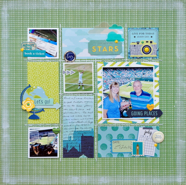 weekly challenge: paint the edge of the page // scrapbook page by Sheena Rowlands