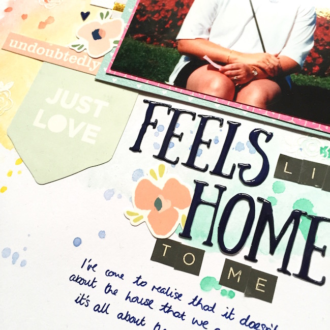 Stamping with Watercolours // scrapbook page by Emma Callagher