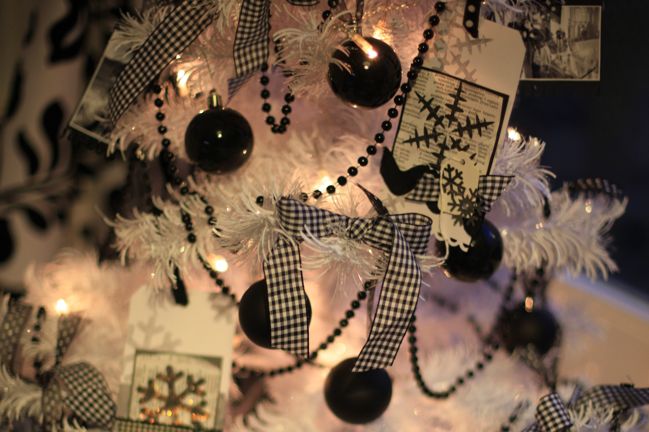 black and white christmas tree