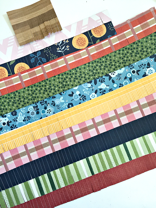 Patterned Paper Fringe and a free pumpkin cut file  // scrapbook page by Heather Leopard