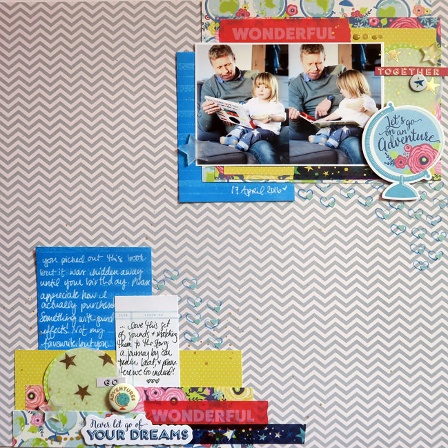 Glitter Girl Adventure 137: An Inky Experiment // Distress Ink scrapbook page by Shimelle Laine