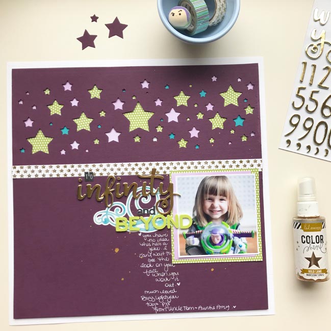 To Infinity and Beyond - Buzz Lightyear scrapbook page by Shimelle Laine