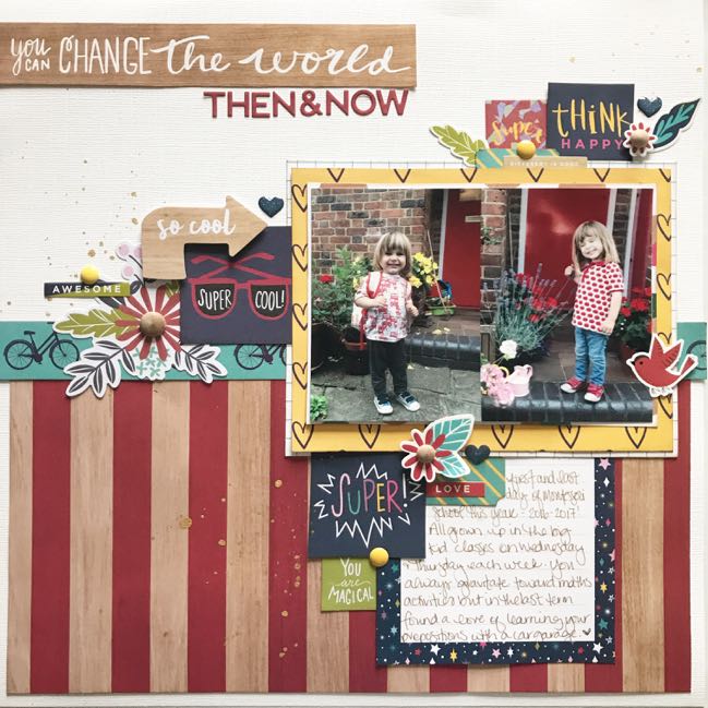 scrapbook page with the Glitter Girl paper collection from Shimelle and American Crafts