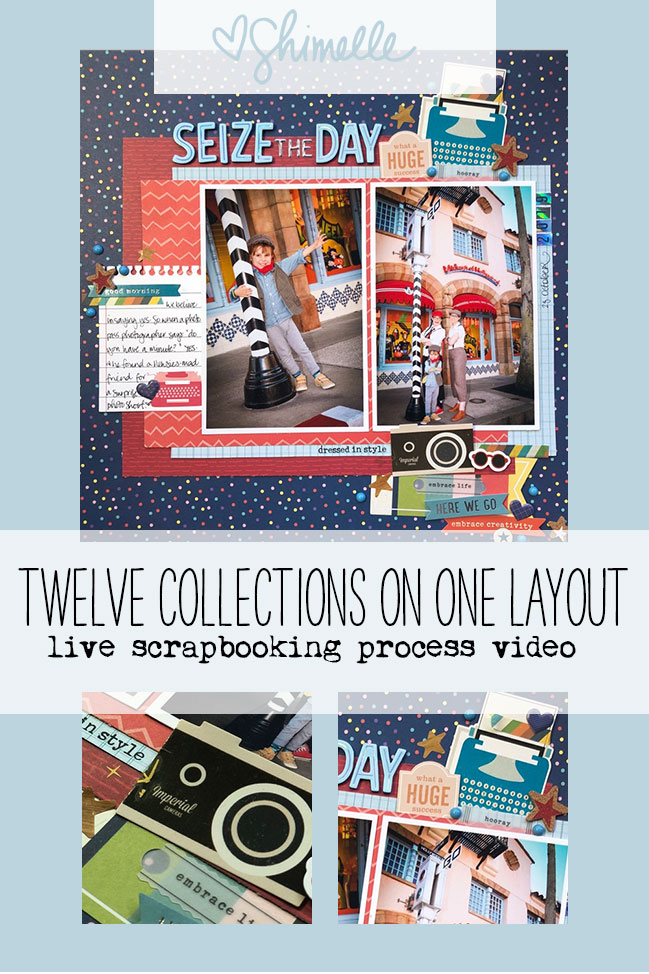 All 12 Shimelle American Crafts collections on a Single Scrapbook Page