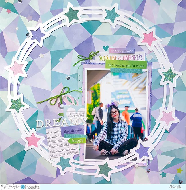 Scrapbook Page by Shimelle Laine featuring Paige Evans' Bloom Street collection and Star Wreath cut file