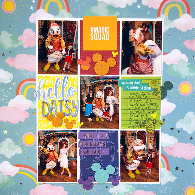 Rainbow Scrapbook Page by Shimelle Laine with American Crafts Never Grow Up