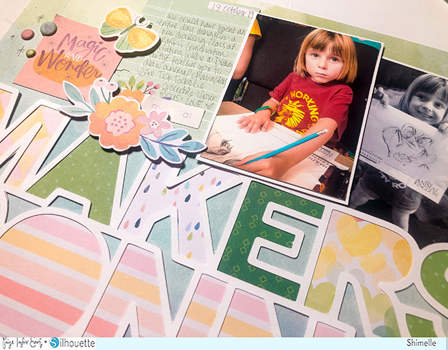 Makers Gonna Make scrapbook page by Shimelle with Paige Evans cut file