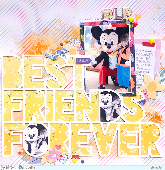 Best Friends Forever scrapbook page by Shimelle with Paige Evans cut file